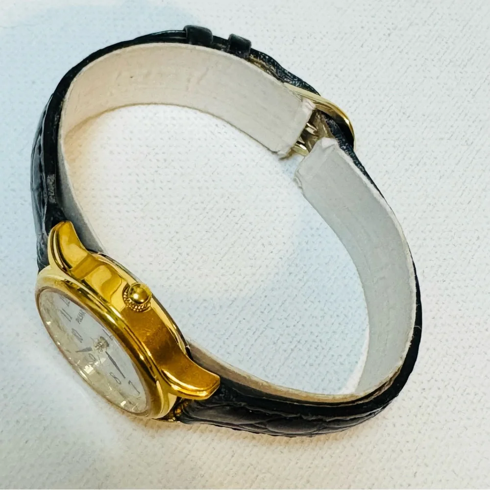 Seiko Pulsar 24mm Women's Day/Date Watch Gold Black Croco Leather VX83-X002 - Picture 4 of 14
